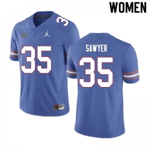 Women's Florida Gators #35 William Sawyer NCAA Nike Blue Authentic Stitched College Football Jersey COB7762IH